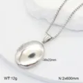 Collier pendentif médaillon ovale en acier inox, cadeau bijou tendance pour un usage quotidien. - Médaillon Ovale / Argent