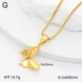 Collier pendentif papillon doré en acier inoxydable, taille 18x20mm avec finition brillante. - Pendentif Boîte Papillon / Or