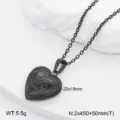 Collier pendentif médaillon cœur noir en acier inoxydable bijoux vintage pour cadeau - Médaillon Cœur Patte d'Ours / Noir