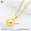 Collier pendentif médaillon rond en acier inoxydable doré avec chaîne réglable longueur 13mm - Médaillon Rond Poli / Or