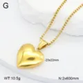 Collier pendentif médaillon cœur en acier inoxydable, élégant design de variante 23x22mm. - Pendentif Médaillon Cœur / Or