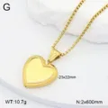 Collier Pendentif Médaillon Cœur Plaqué Or En Acier Inoxydable Bijou Tendance Cadeau - Pendentif Médaillon Cœur / Or