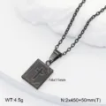 Collier pendentif livre croix rétro en acier inoxydable pour homme avec chaîne de 450mm. - Médaillon Livre Croix / Noir