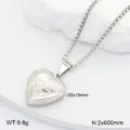 Collier pendentif medaillon coeur en acier inoxydable pour femme, bijou de mode cadeau. - Médaillon Cœur / Argent
