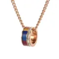 Close-up of rainbow striped ring pendant with crystals on a rose gold chain - Includes Chain (LT004) / 3.0mm Thick / 60cm Long / Rose Gold