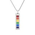Detailed macro view of a durable titanium steel necklace with colorful rainbow bar pendant - With Chain / 3.0 Thickness 60cm Length / Silver