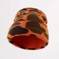 Autumn winter knit beanie hat orange brown animal print casual warm skull cap for unisex - Orange