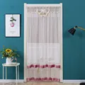 Double layer mesh lace door curtain punch free mosquito net room divider for home decor - 90x200cm / Butterfly Pink with Velcro