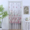Wunderschöner floral bestickter Netz-Türvorhang, ideal als Raumteiler für Schlafzimmer Deko. - Höhe 2m mit 60-105cm Teleskopstange / Edles Luxus-Rosa