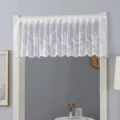 Detailed view of the white lace short curtain showcasing delicate floral patterns and scalloped edge. - 1 Meter Flat / Garden