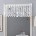 White lace short curtain valance with cute red cherry decor, perfect for kitchen cabinet and door. - Rose Cherry