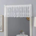 White lace short curtain for home decor, delicate floral pattern, perfect for kitchen, cabinet or door. - 1 Meter Flat / Rose