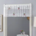 White lace short curtain with cute cherry decorations, perfect for kitchen cabinet and door decor. - 1 Meter Flat / Meteor Shower Cherry