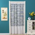Floral lace door curtain hanging in room doorway, semi sheer partition curtain for home decor. - Free Velcro 90*200cm / Sparkling Blue