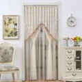 European lace door curtain decorative partition mesh mosquito net for bedroom home decor - Height 2m with Free 60-110cm Telescopic Rod / Beige Butterfly Double-Layer Gauze Width 1.8m
