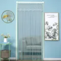 Tendina per porta in pizzo verde divisorio trasparente per camera salotto déco 90x200 - 90*220cm / Zanzariera verde romantico con velcro