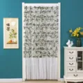 Mosquito-proof lace door curtain room partition drape with 3D floral mesh design for bedroom home - Free Velcro 90*200cm / Sparkling Green