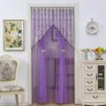 Purple lace door curtain room partition sheer curtain floral lace decor product detail - Springtime Purple Double-Layer Gauze Width 1.8m