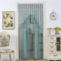 Green lace door curtain European style sheer partition curtain elegant floral embroidery decor - Springtime Green Double-Layer Gauze Width 1.8m