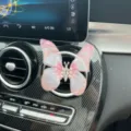 Cute pink butterfly car air vent clip aromatherapy ornament for sweet vehicle interior decor. - Moving Butterfly Ornament (Gradient Pink) - Clip Style