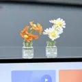 Mini florero de vidrio adorno de coche con flores artificiales lindo tablero para mujeres. - Girasol Naranja y Blanco