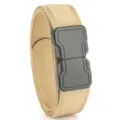 Men's khaki elastic woven tactical belt with black quick-release buckle - 120cm / Coyote Brown
