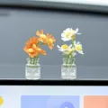 Mini florero adorno de coche linda pequeña decoración floral para el salpicadero - Girasol Naranja y Azul