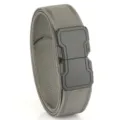 Grey elastic woven tactical belt for men featuring a black quick-release alloy buckle - 120cm / Dark Gray