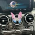 Cute butterfly car air freshener vent clip with pearl rhinestone decor for auto interior charm - Moving Butterfly Ornament (Gradient Pink & Blue) - Aromatherapy Style