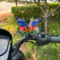 3D mariposa decoracion de manillar de moto adorno de resorte colorido accesorio casco - Mariposa Verde Selva Colorida