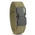 Army green braided elastic nylon belt with black quick-release buckle for men - Army Green / 120cm