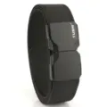 Durable black elastic woven belt with holeless buckle design for business and casual wear - Black / 120cm