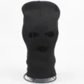 Black 3-hole knitted balaclava ski mask winter outdoor cycling windproof warm headgear - One Size / Black