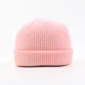 Pink knitted beanie hat for women and men, autumn winter warm solid color skull cap. - Pink