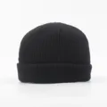Solid color knit beanie for men and women, autumn and winter warm docker hat casual stylish. - Black