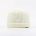 White solid color knit beanie, minimalist docker cap, casual warm winter watch cap variant - White