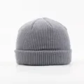 Grey knit beanie for men and women, minimalist winter warm solid color skull cap daily wear. - Light Gray