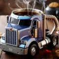 Kreative Kaffeetasse in LKW-Form mit realistischem blauem Metallic-Finish und Dampf - Standardkapazität / Weiß