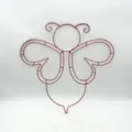 Detailansicht des bienenförmigen roten Metalldraht Kranzrahmens für DIY Feiertagsdekoration - Rote Biene / 35x35cm