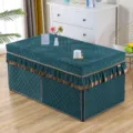 Thickened quilted rectangular table cover for winter heating table with elegant ruffles. - 80*138*68cm / 12-Piece Tender Diamond Green