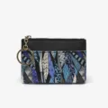 Stylish mini coin purse with keyring and zipper closure blue geometric pattern wallet - Blue (Irregular Pattern on Each)