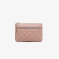 Pink PU leather quilted double zipper coin purse, stylish small wallet for women and girls. - Pink