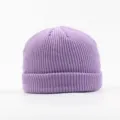 Purple knitted beanie hat, solid color simple warm winter cap, trendy casual melon skin hat. - Light Purple
