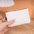 White waterproof coin purse key pouch small wallet with zipper and ring keychain variant - White