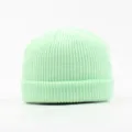 Mint green ribbed knit beanie casual stylish winter warm fisherman cap for men and women - Fruit Green