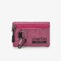 Oxford cloth coin purse with keyring and zipper, portable waterproof mini wallet for daily use. - Rose Red
