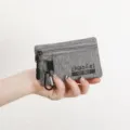 Portable oxford cloth coin purse for men and women, waterproof mini wallet with key ring. - Silver