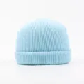 Light blue knit beanie men women autumn winter solid color warm casual watch cap. - Light Blue