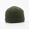 Olive Green Knit Docker Beanie Hat Solid Color Casual Warm Roll Up Sailor Cap for Men - Army Green