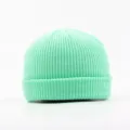 Mint green knit beanie skull cap men women autumn winter warm stylish casual solid hat - Lake Blue